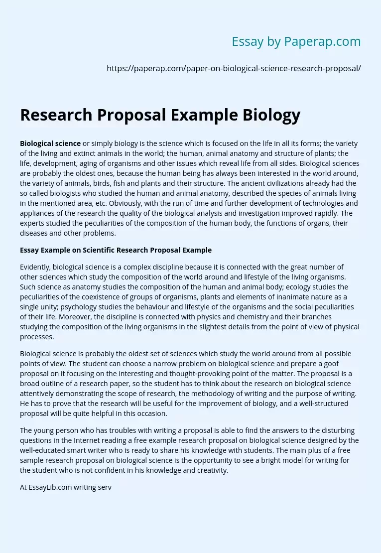 Research Proposal Example Biology