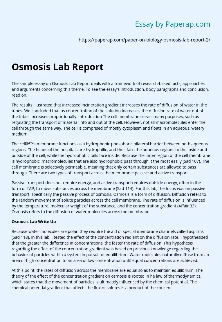 Osmosis Lab Report