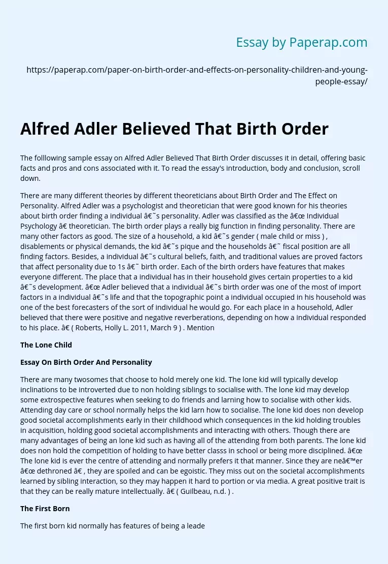 birth order theory essay