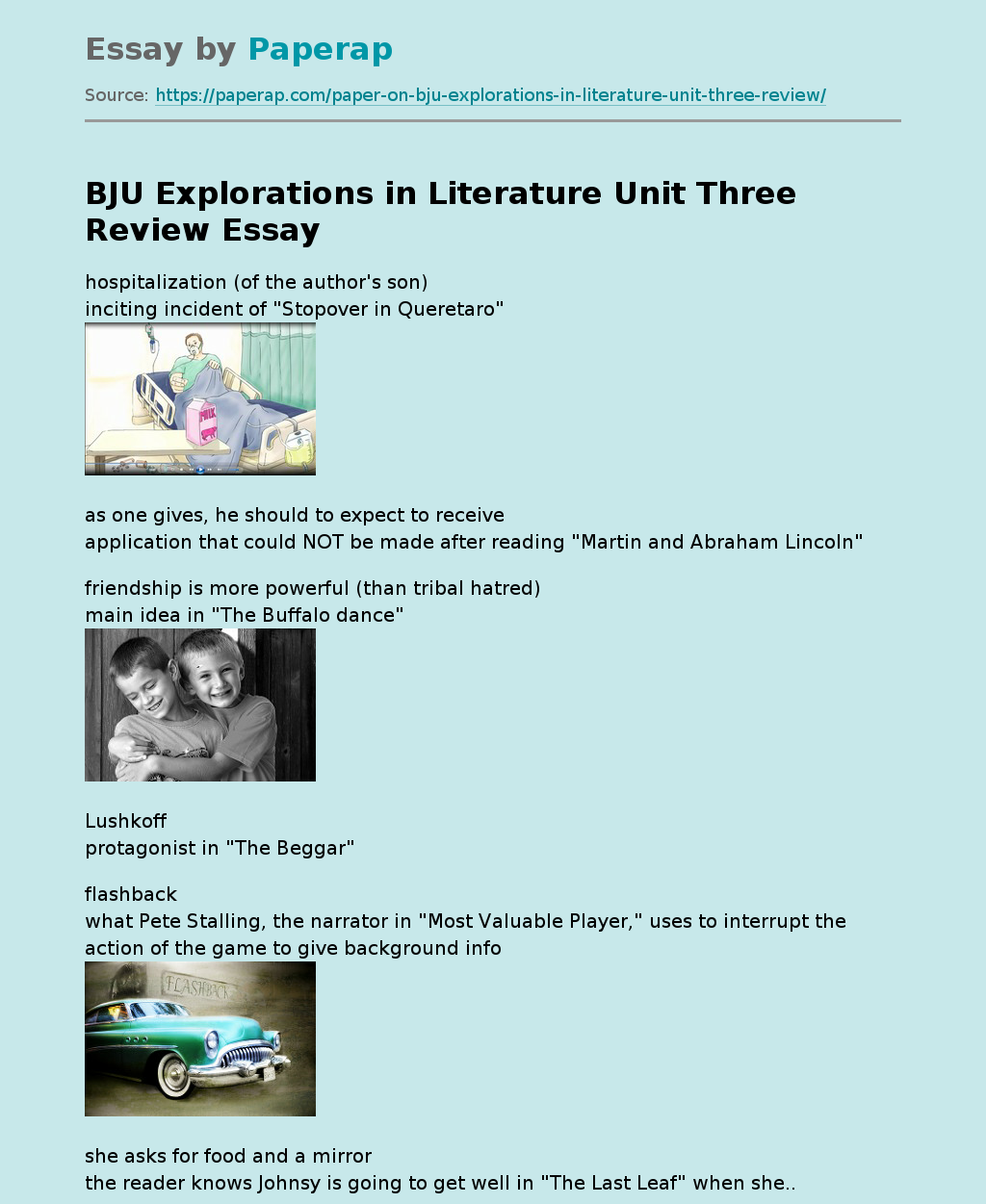 BJU Explorations in Literature Unit Three Review