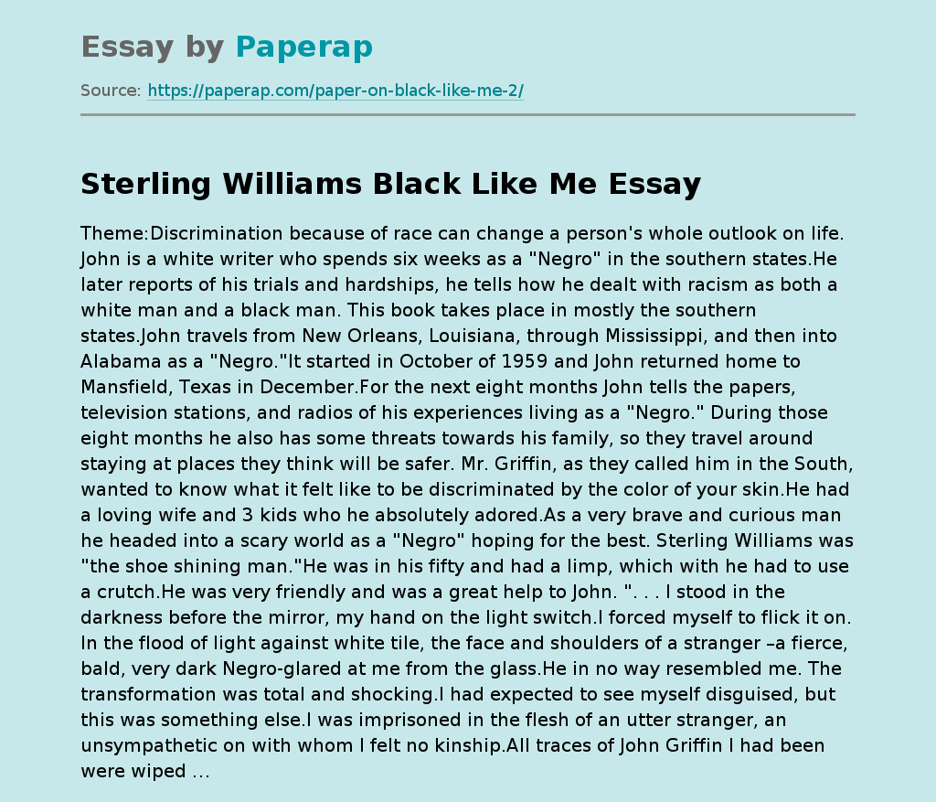 Sterling Williams Black Like Me
