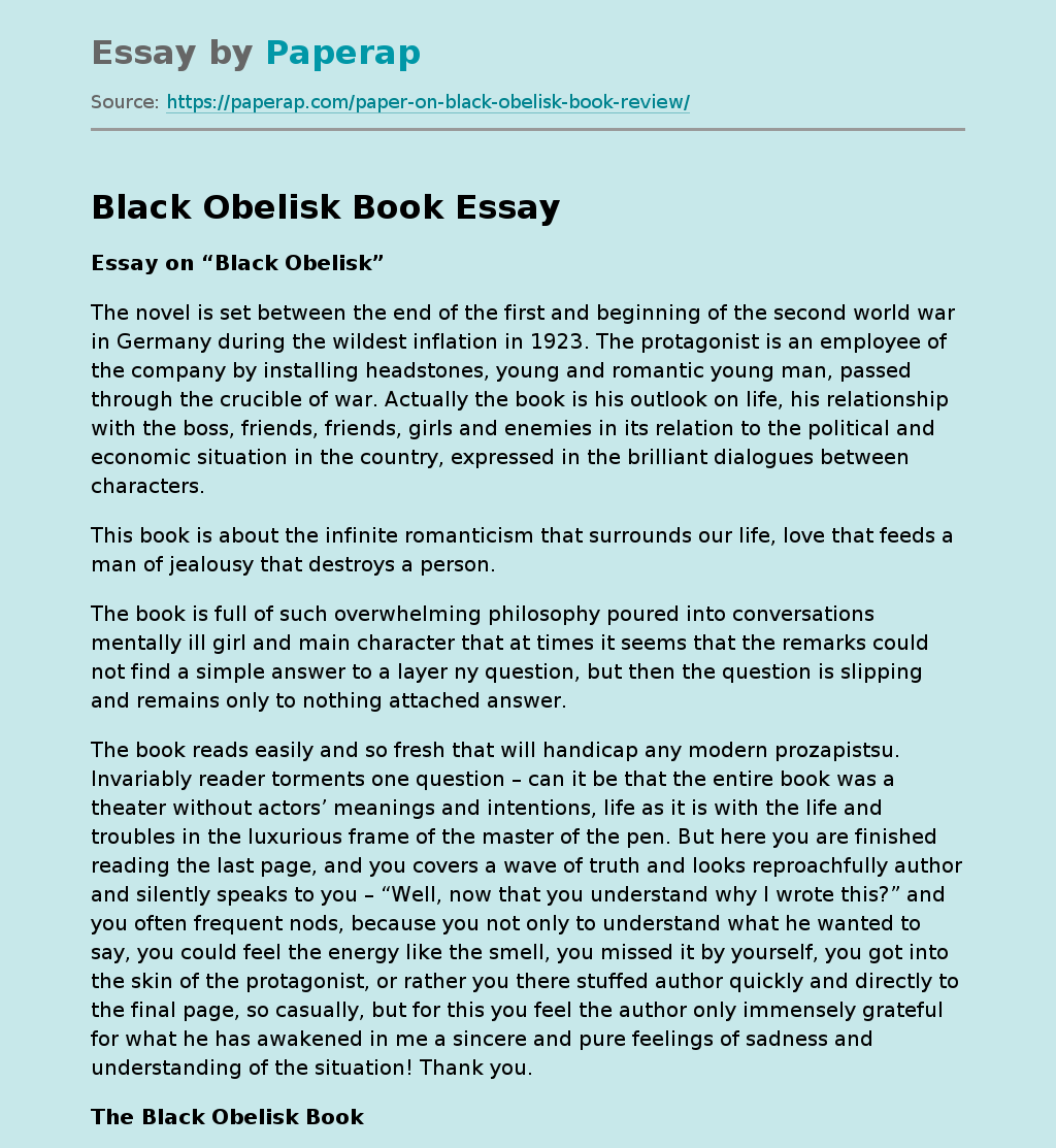 Black Obelisk Book