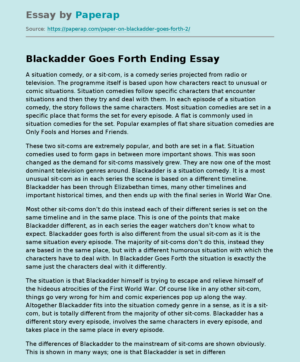 Blackadder Goes Forth Ending