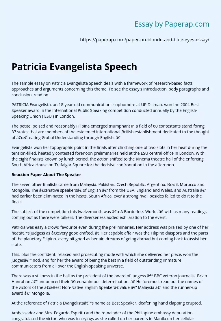 Patricia Evangelista Speech
