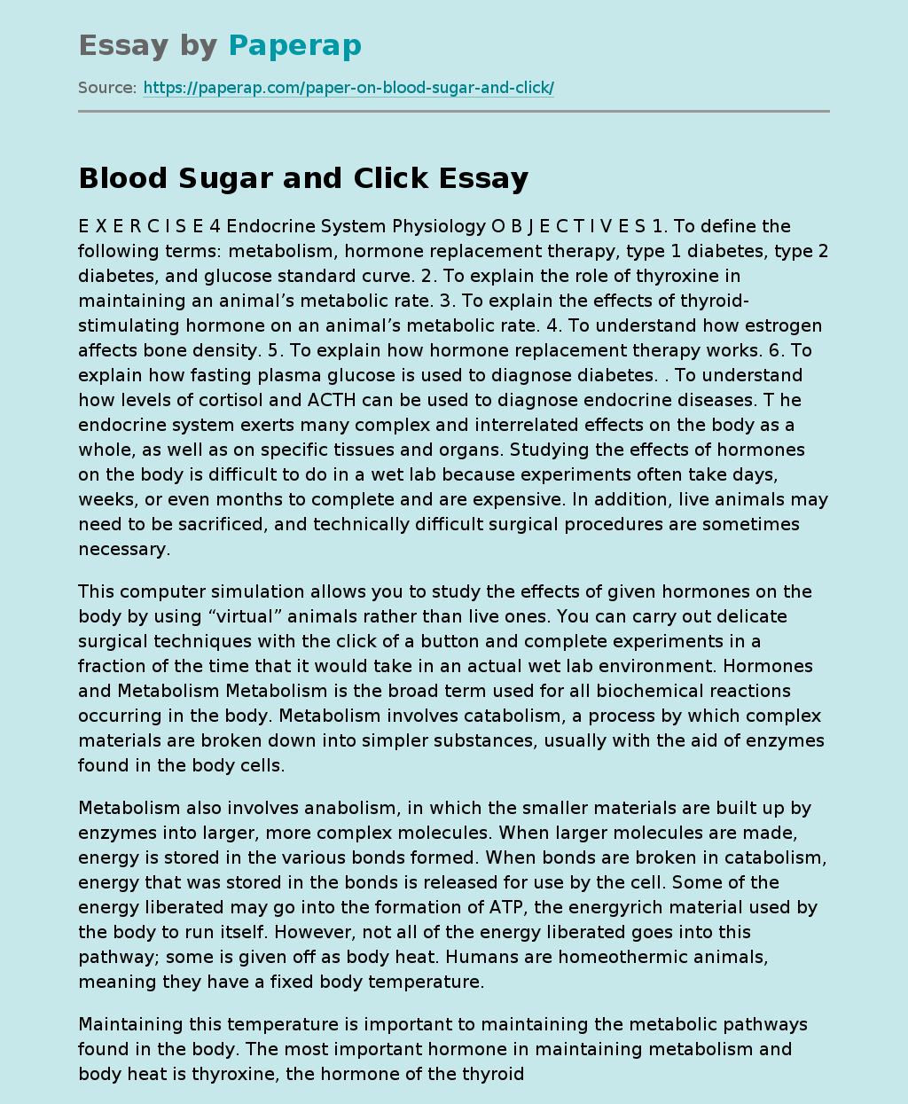 Blood Sugar and Click