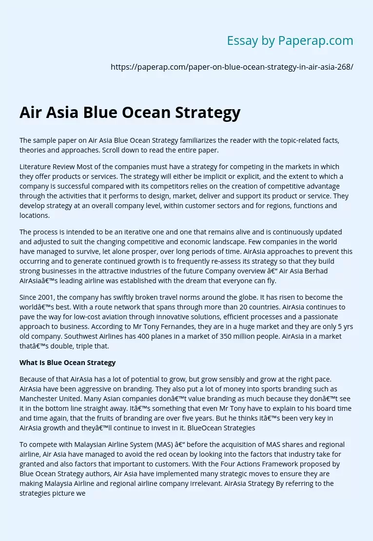 Air Asia Blue Ocean Strategy