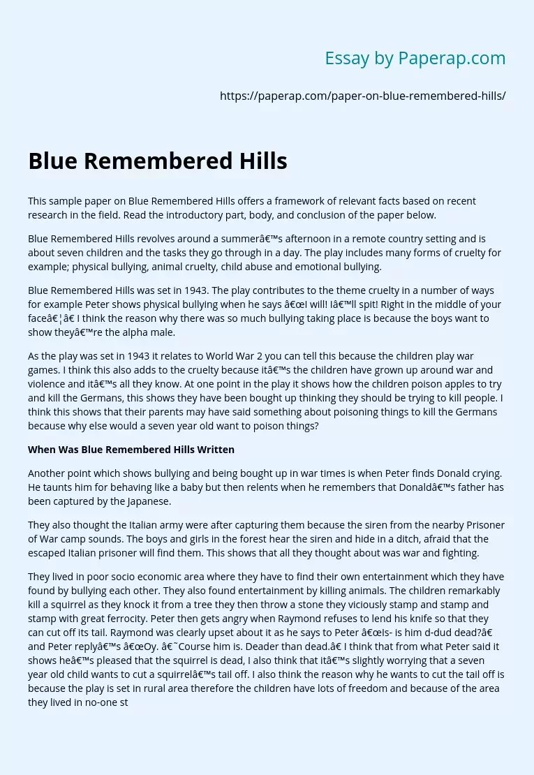 Blue Remembered Hills