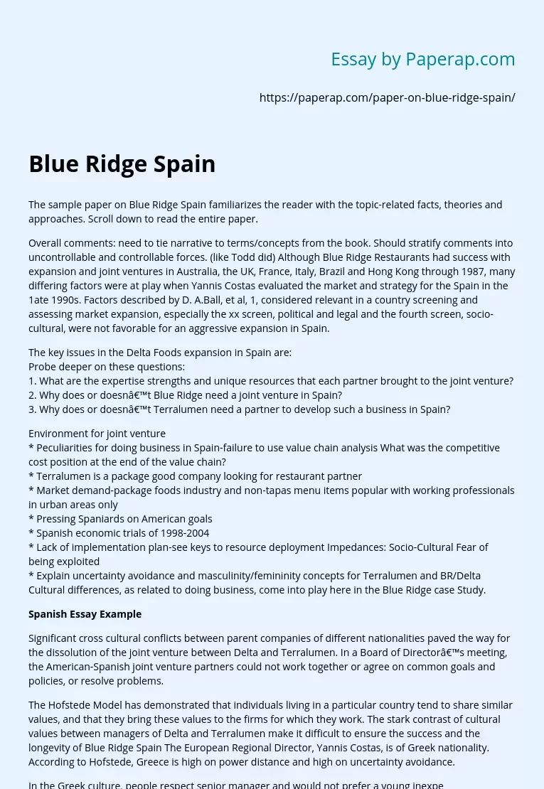 Blue Ridge in Spain