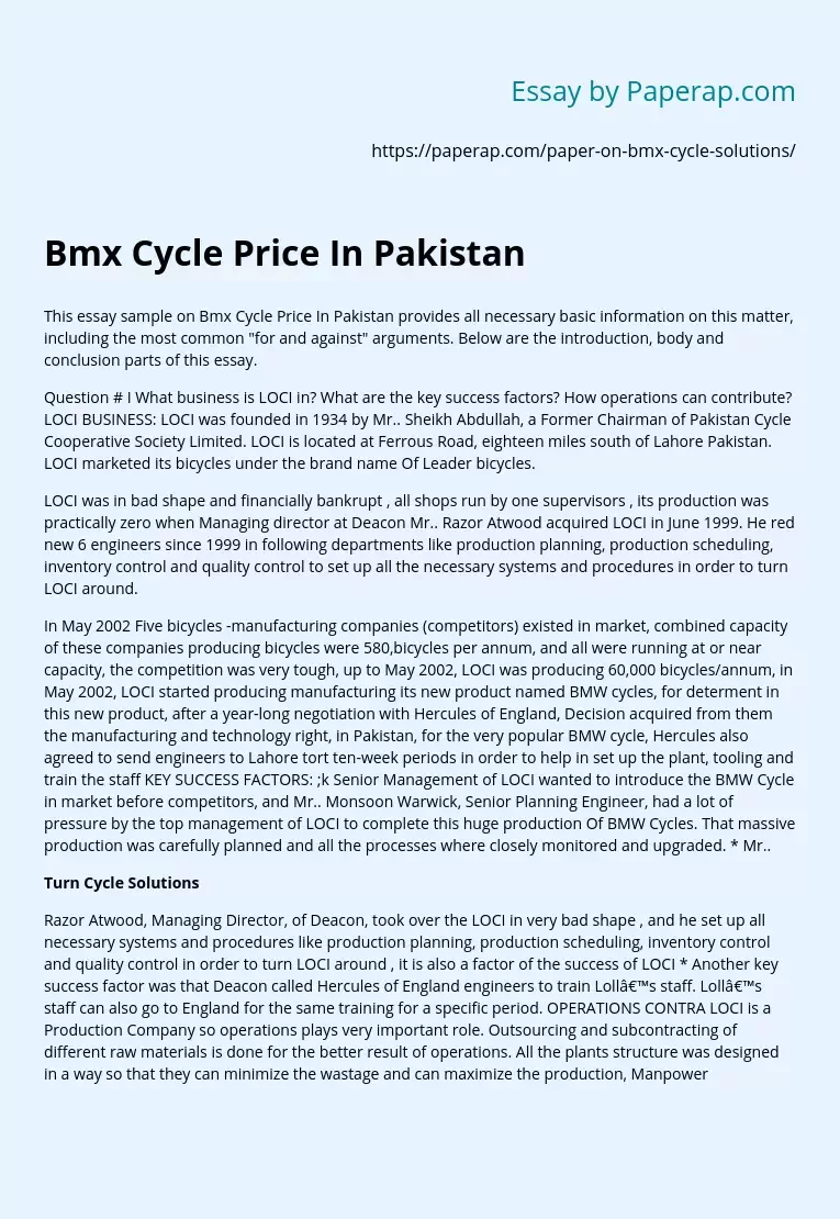 Bmx Cycle Price In Pakistan