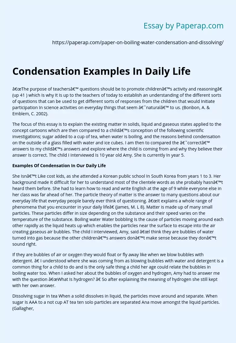 Condensation Examples In Daily Life