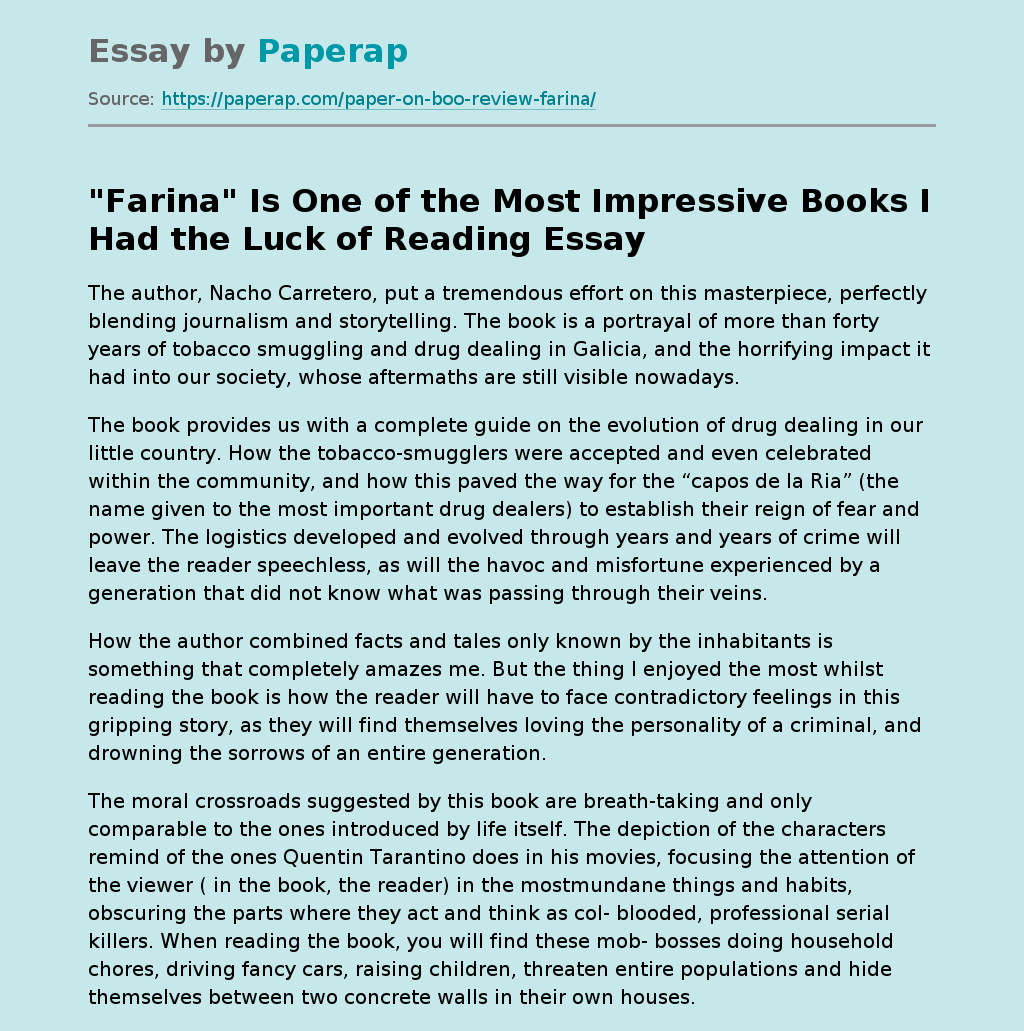 "Farina" Is One of the Most Impressive Books I Had the Luck of Reading