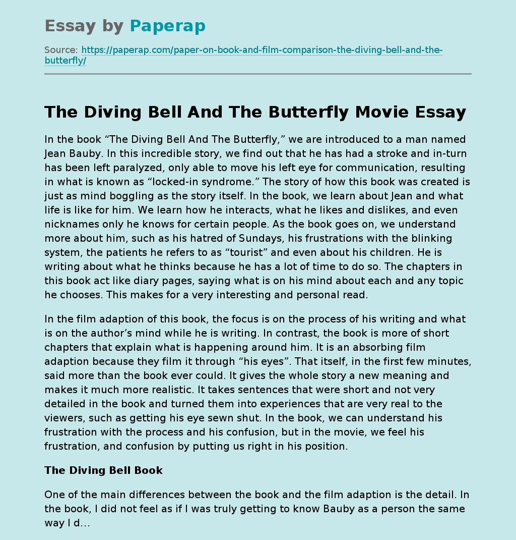 The Diving Bell And The Butterfly Movie