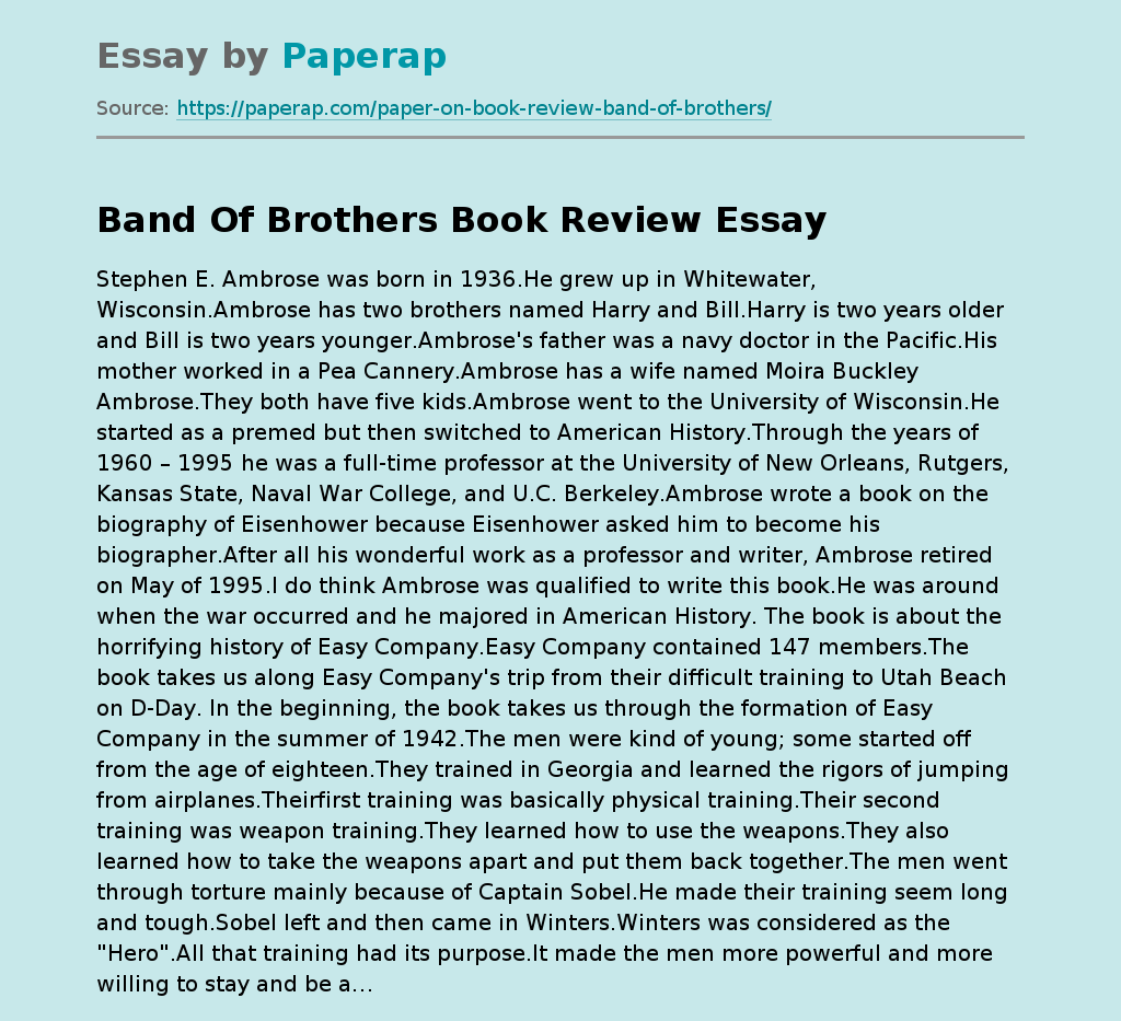 Band Of Brothers Book Review