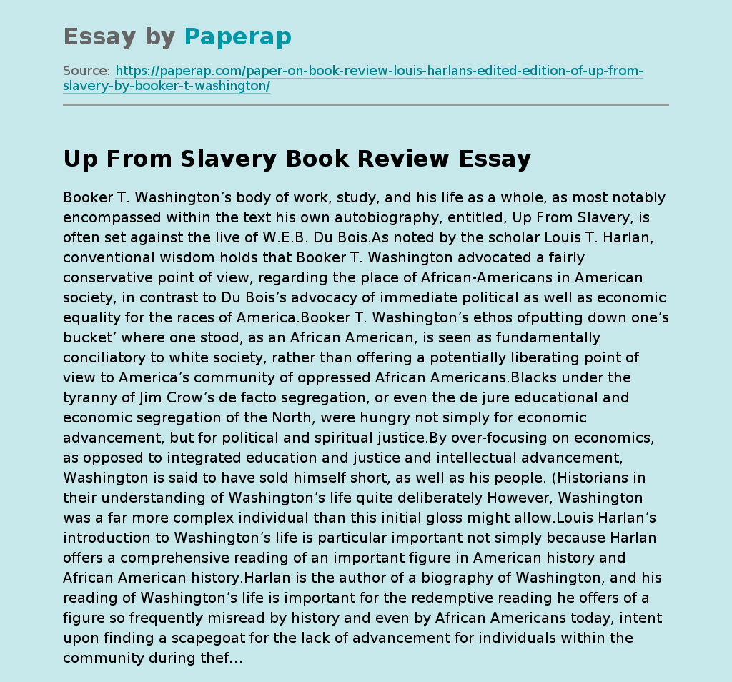 Up From Slavery Book Review