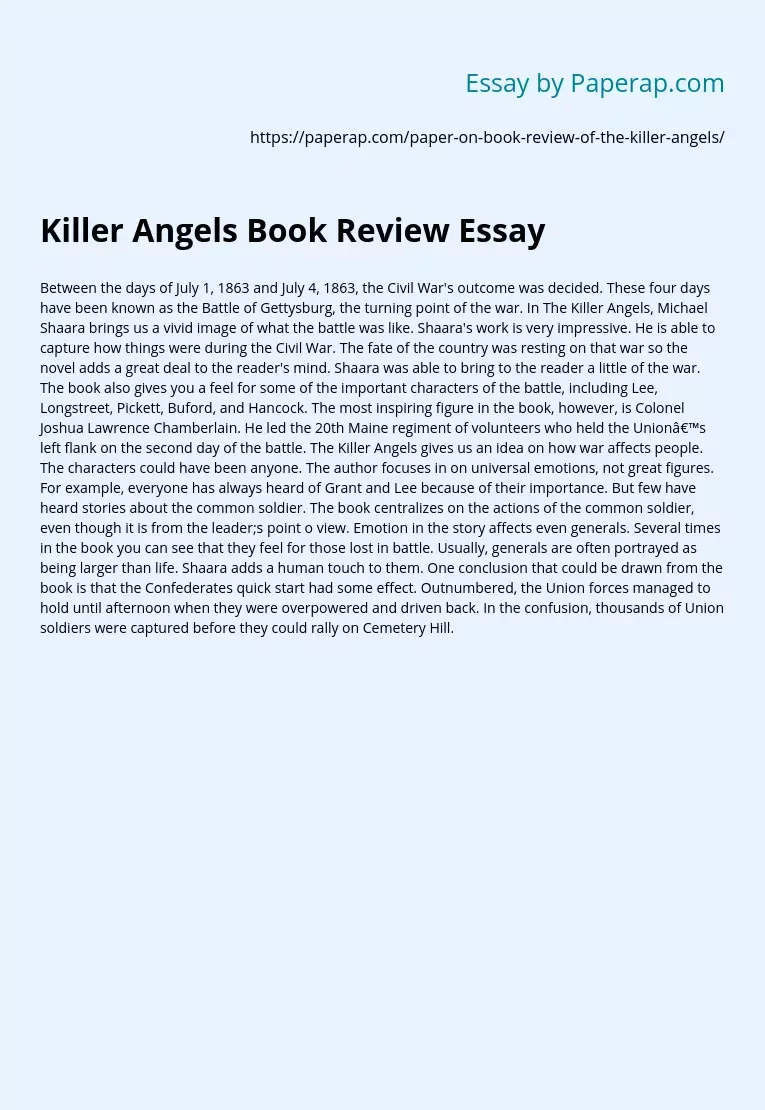 killer angels essay book review