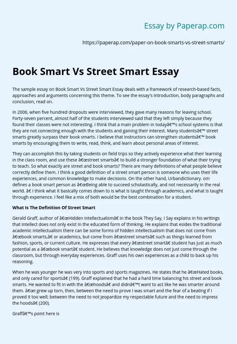 book smart essay