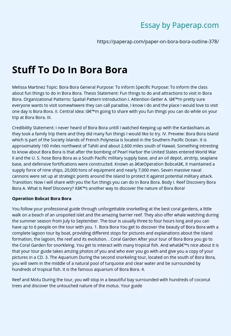 Stuff To Do In Bora Bora