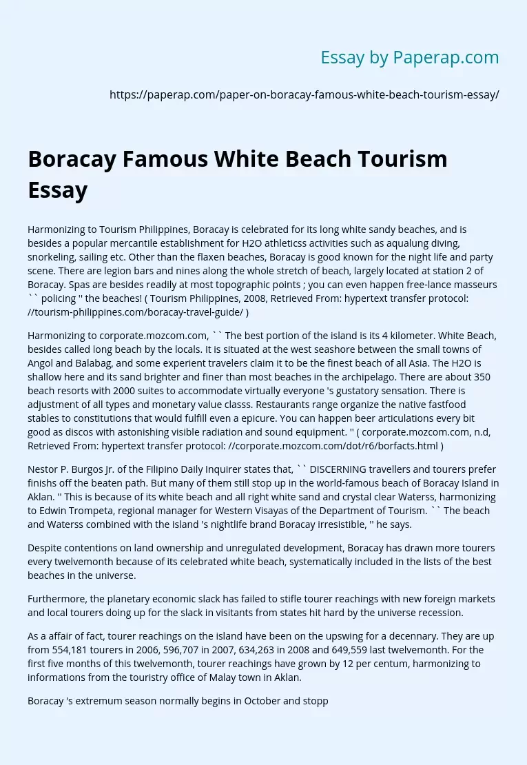 Boracay Famous White Beach Tourism Essay