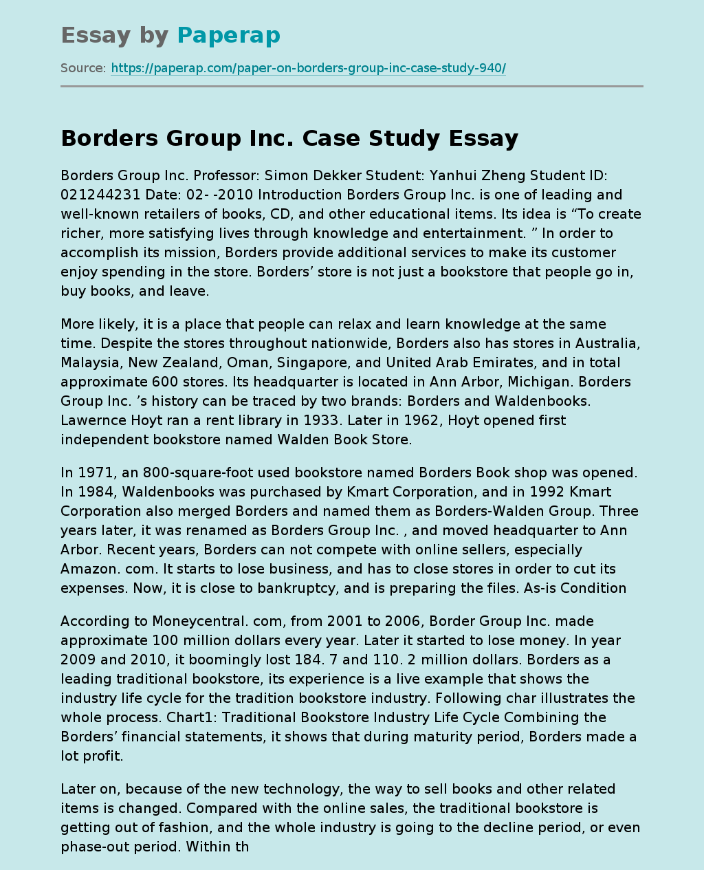 Borders Group Inc. Case Study