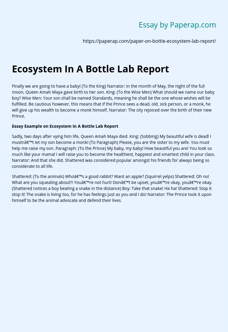 Ecosystem In A Bottle Lab Report