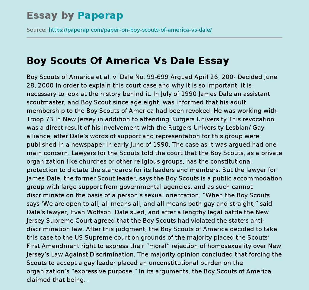 Boy Scouts Of America Vs Dale
