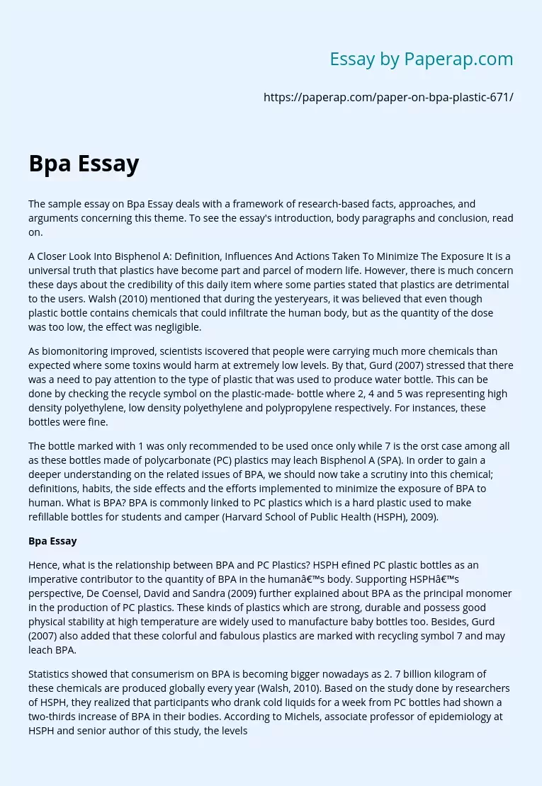 Bpa Essay