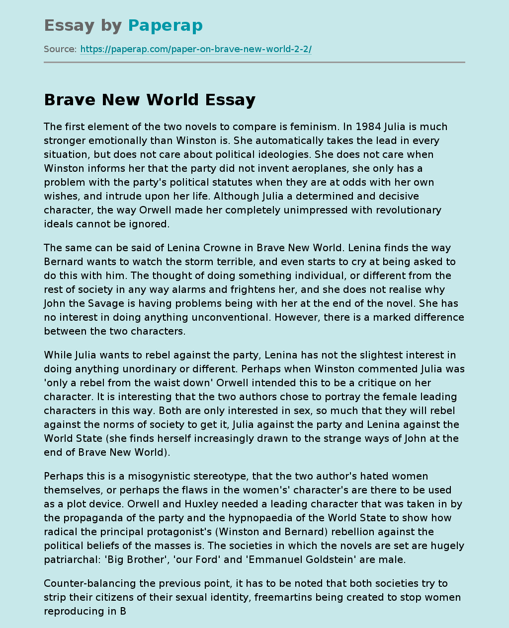 "Brave New World" Is a Dystopian Satirical Novel by Aldous Huxley