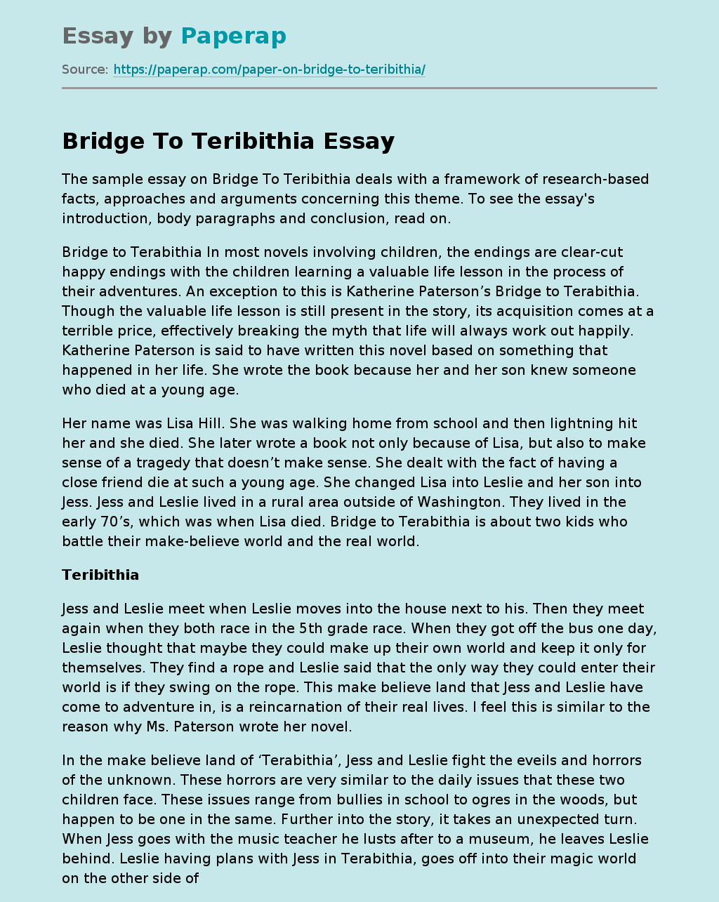 Bridge To Teribithia