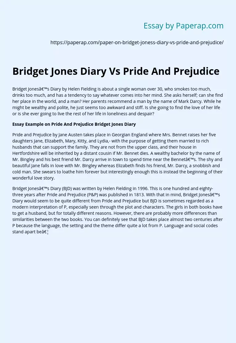 Bridget Jones Diary Vs Pride And Prejudice
