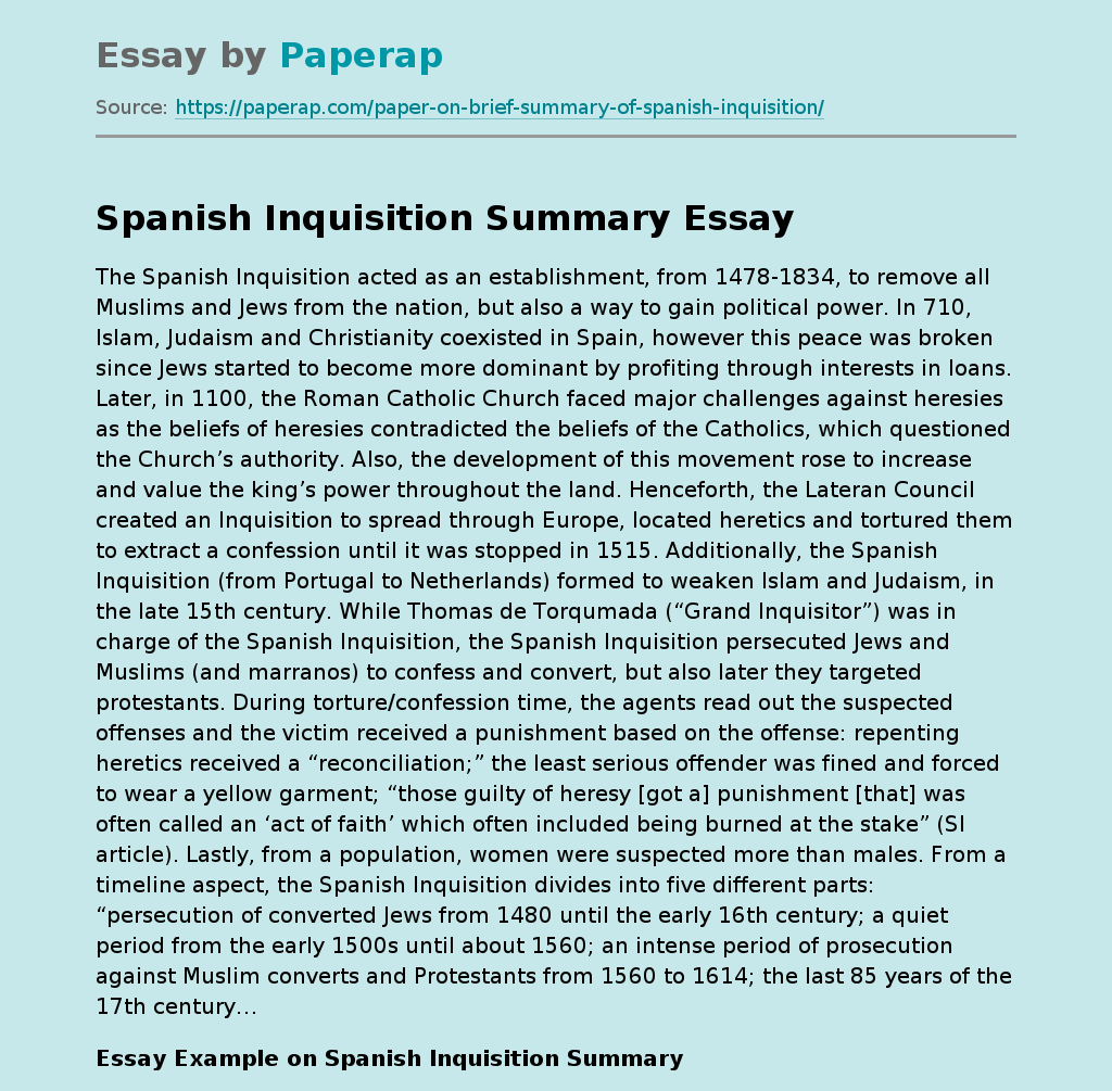 Spanish Inquisition Summary