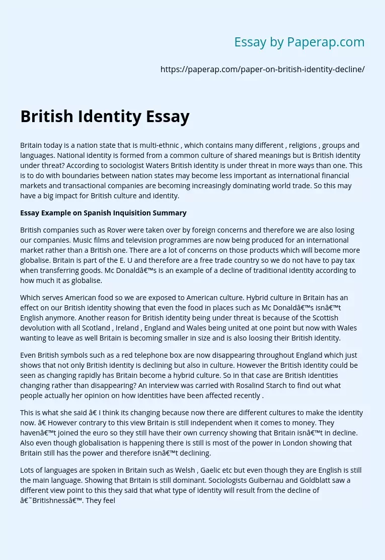 British Identity Essay