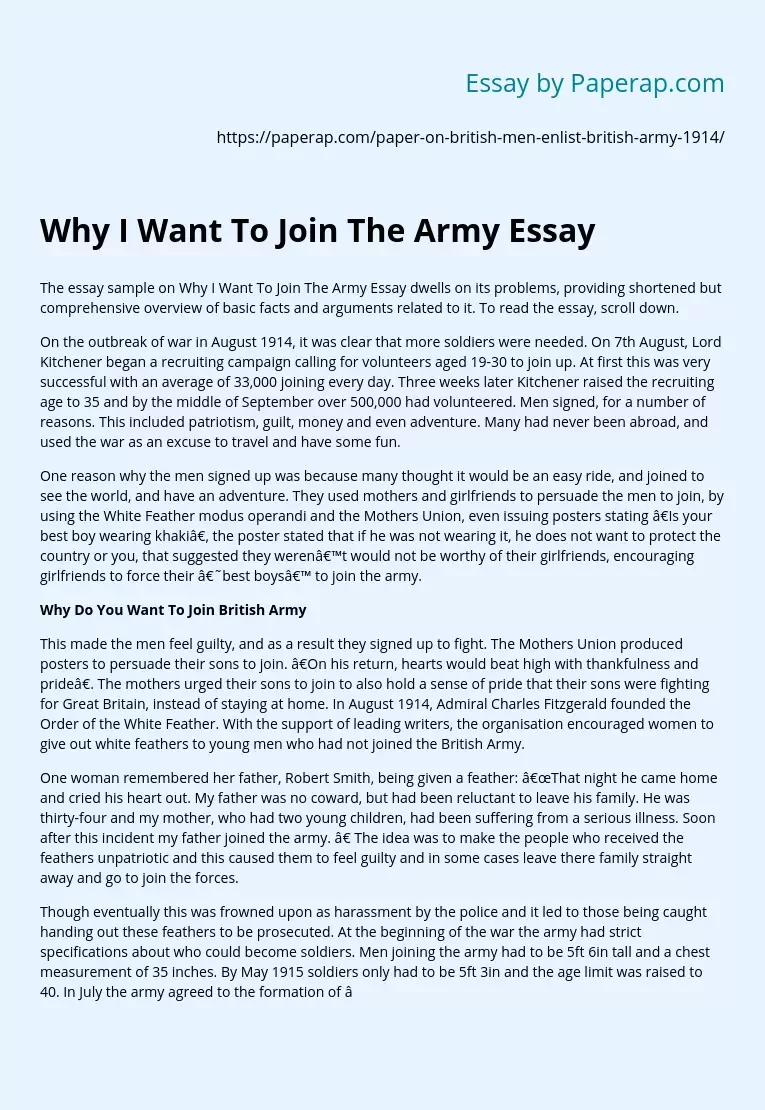 why i joined the army essay