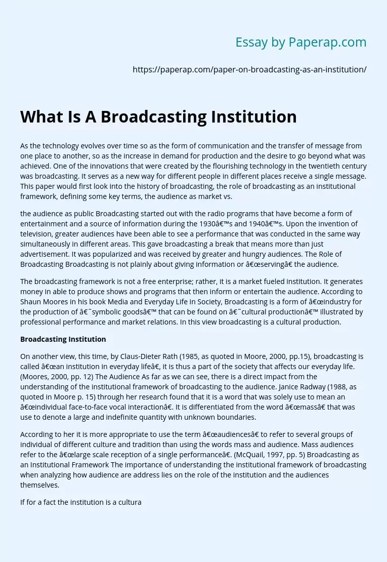 What Is A Broadcasting Institution