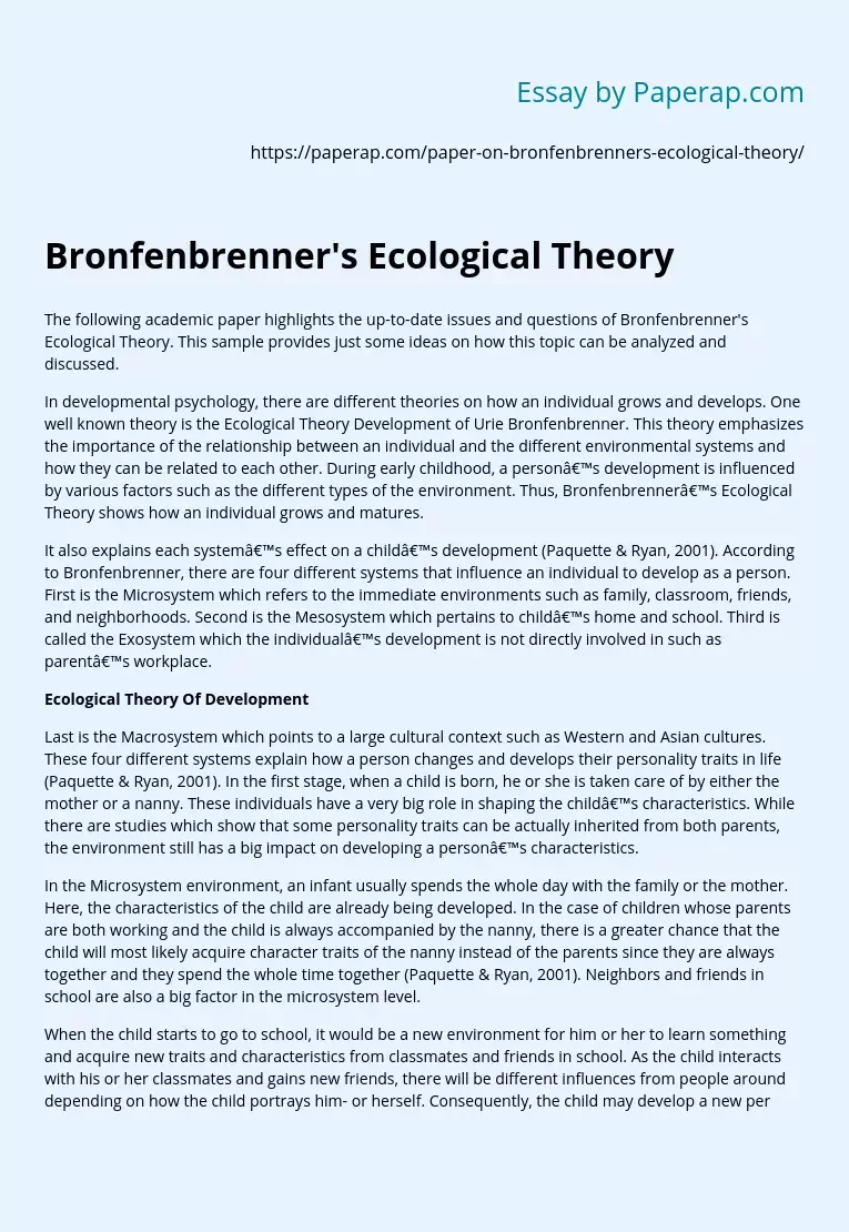 Bronfenbrenner's Ecological Systems Theory