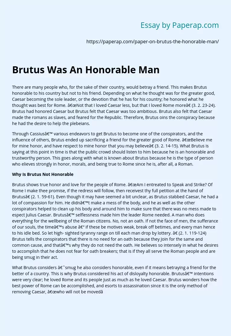 Brutus Was An Honorable Man