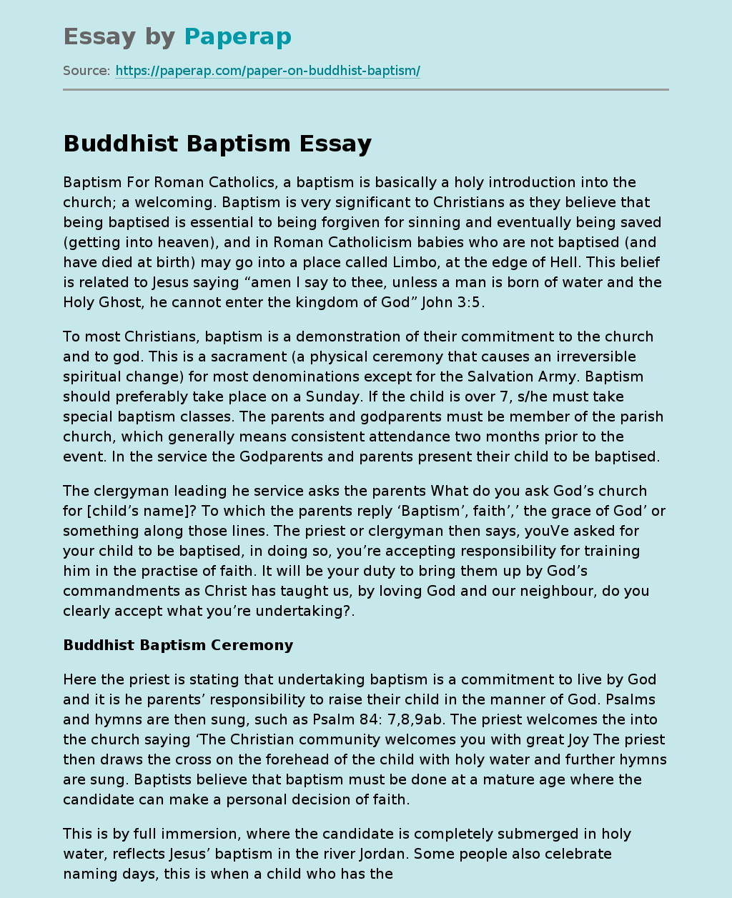 Buddhist Baptism