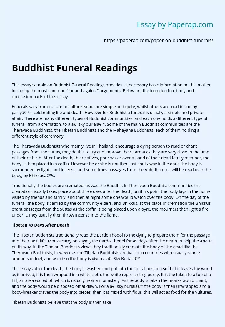 Buddhist Funeral Readings