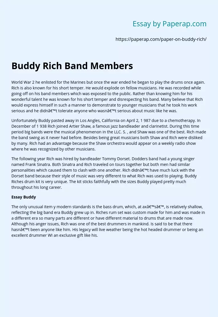 Buddy Rich Band Members