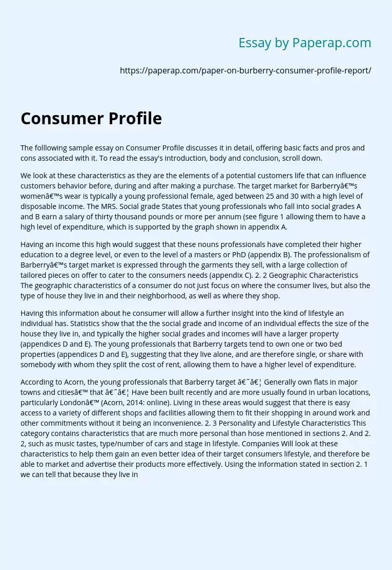 Burberry Consumer Profile Report