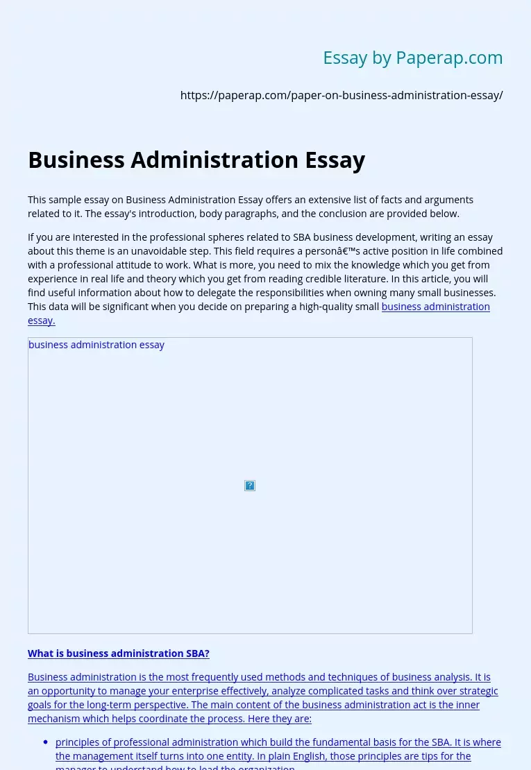 Business Administration Essay