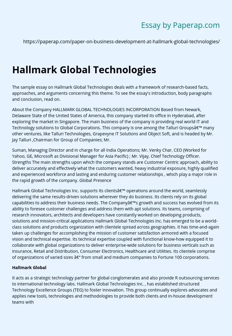 Hallmark Global On Technologies