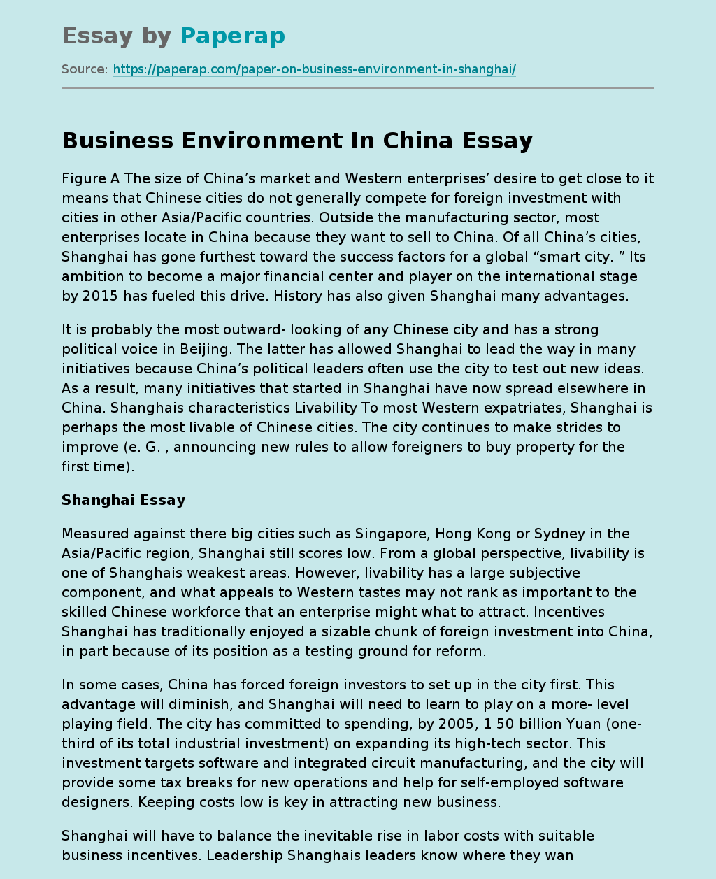 Business Environment In China
