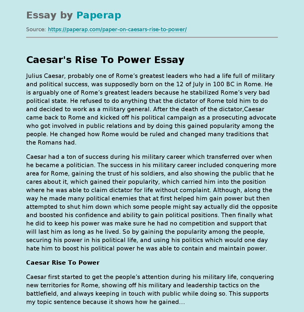 Caesar's Rise To Power