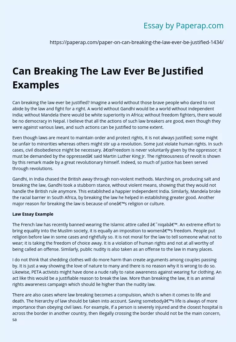 Can Breaking The Law Ever Be Justified Examples