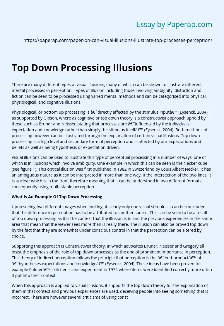 Top Down Processing Illusions