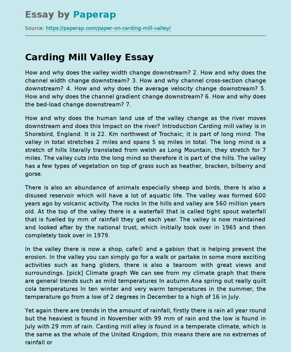 Description of the English Valley Carding Mill