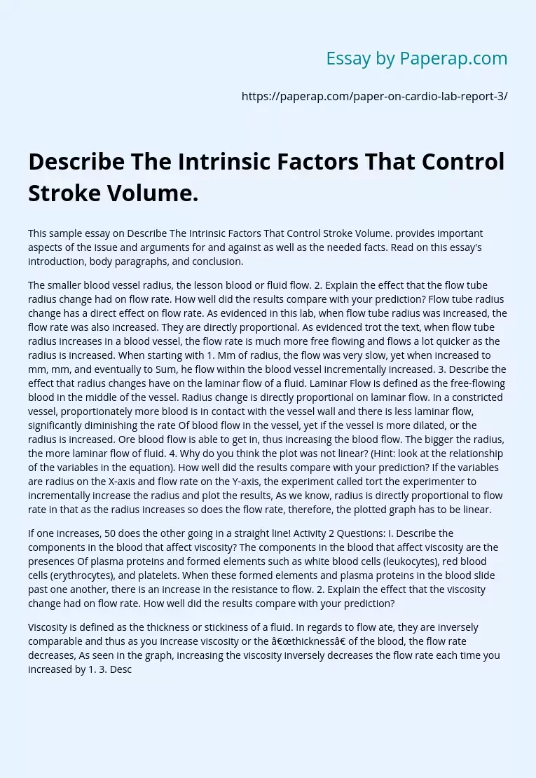 Describe The Intrinsic Factors That Control Stroke Volume.