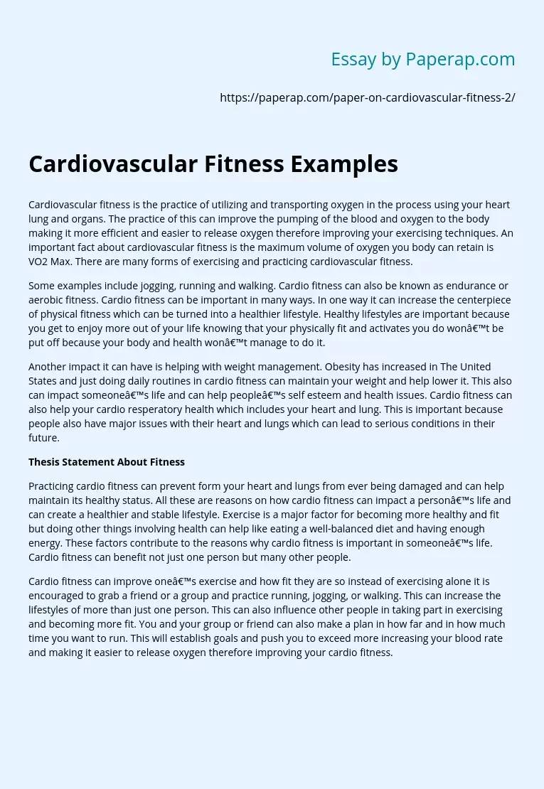 Cardiovascular Fitness Examples