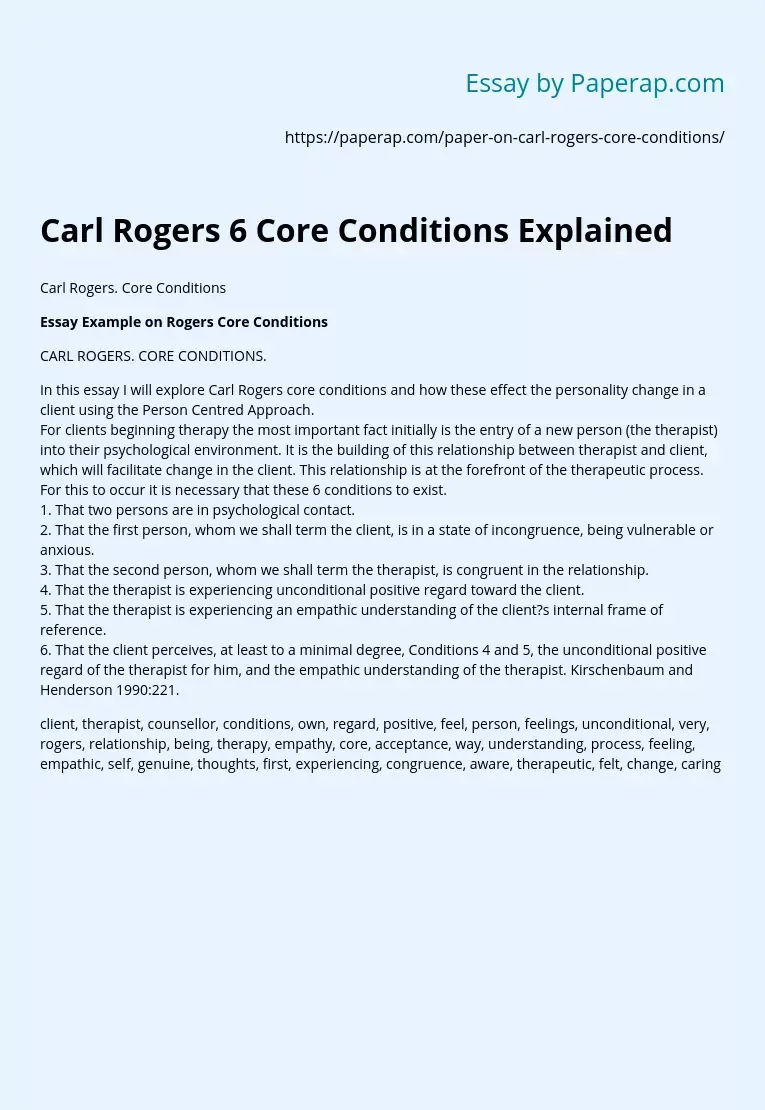Carl Rogers 6 Core Conditions Explained