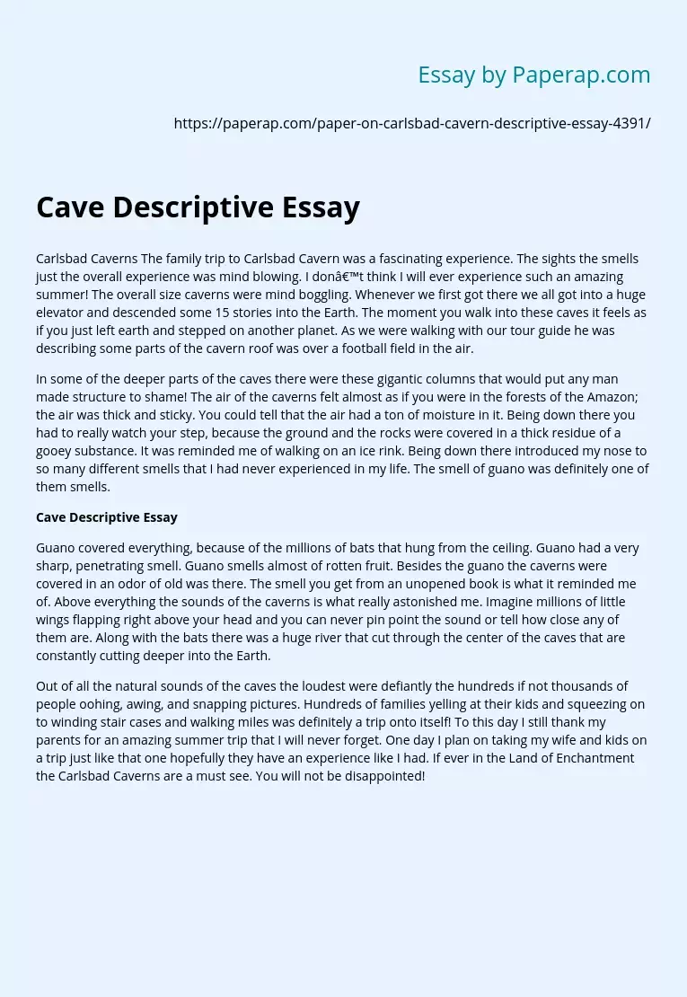 Cave Descriptive Essay